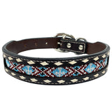 BAR H EQUINE Floral Beaded Symmetry Designs Western Leather Dog Collar