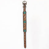 BAR H EQUINE Ella Young Turquoise Flower Hand Painted Western Leather Dog Collar