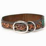 BAR H EQUINE Ella Young Turquoise Flower Hand Painted Western Leather Dog Collar