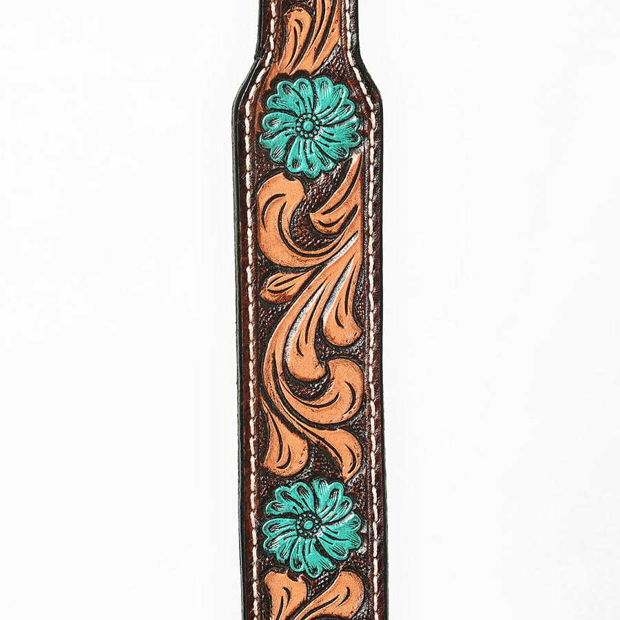 BAR H EQUINE Ella Young Turquoise Flower Hand Painted Western Leather Dog Collar