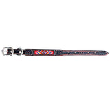 BAR H EQUINE Beaded Diamond Designs Hand Tooled Western Leather Dog Collar Antique Brown - Uhorse