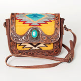 American Darling Hand Tooled Saddle Blanket Genuine Leather Women Bag Western Handbag Purse