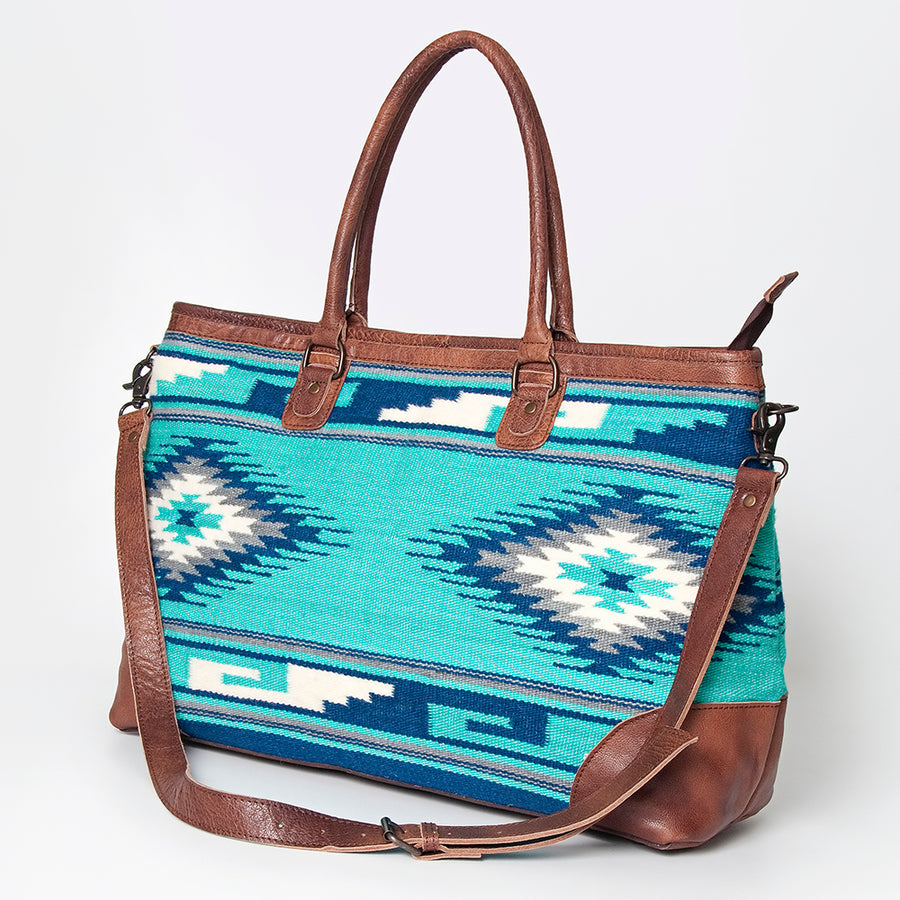 American Darling Western Tote Bag with Hand Woven Saddle Blanket and Leather - Uhorse