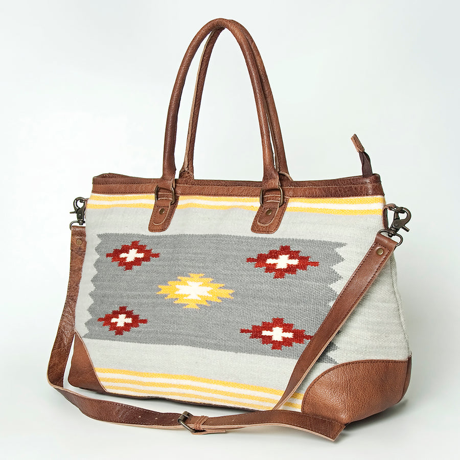 American Darling Western Tote Bag with Hand Woven Saddle Blanket and Leather - Uhorse