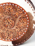American Darling Canteen Hand Tooled Hair-On Genuine Leather Women Bag Western Handbag Purse