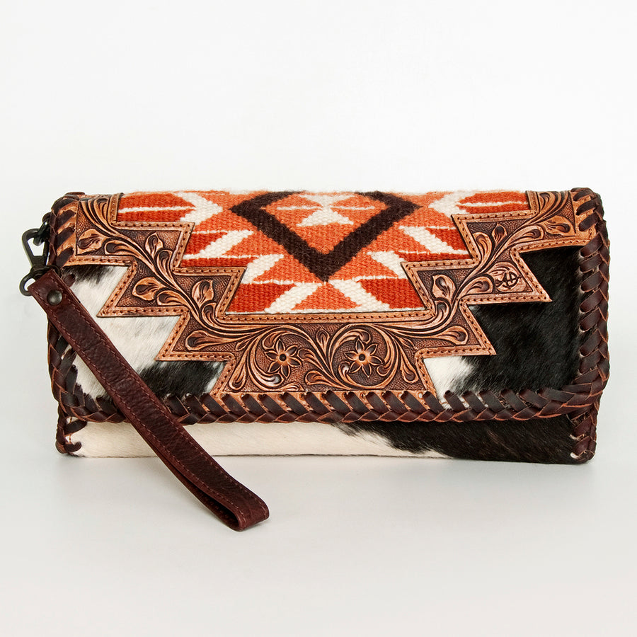 American Darling Wristlet Saddle Blanket Fabric Genuine Leather Western Women Bag | Handbag Purse Travel Clutch