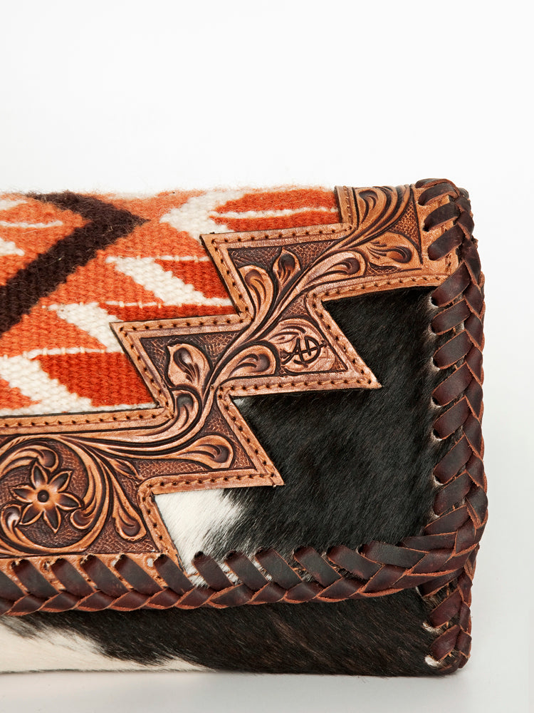American Darling Wristlet Saddle Blanket Fabric Genuine Leather Western Women Bag | Handbag Purse Travel Clutch