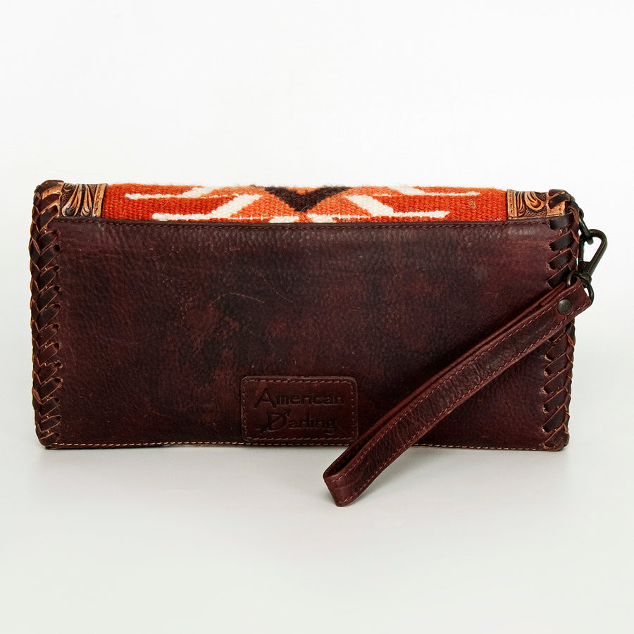 American Darling Wristlet Saddle Blanket Fabric Genuine Leather Western Women Bag | Handbag Purse Travel Clutch