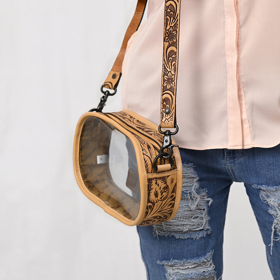 American Darling Clear Bag Hand Tooled Genuine Leather Women Western Handbag Purse
