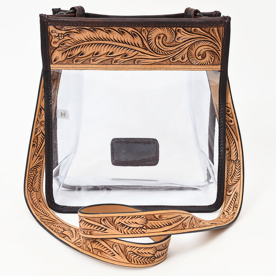American Darling Clear Bag Hand Tooled Genuine Leather Women Western Handbag Purse