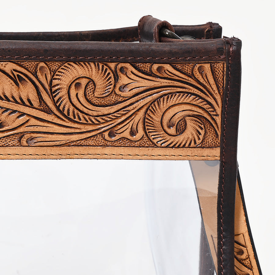 American Darling Clear Bag Hand Tooled Genuine Leather Women Western Handbag Purse