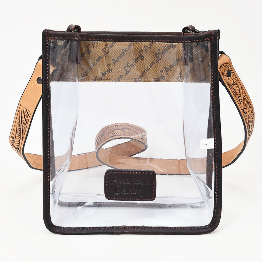 American Darling Clear Bag Hand Tooled Genuine Leather Women Western Handbag Purse