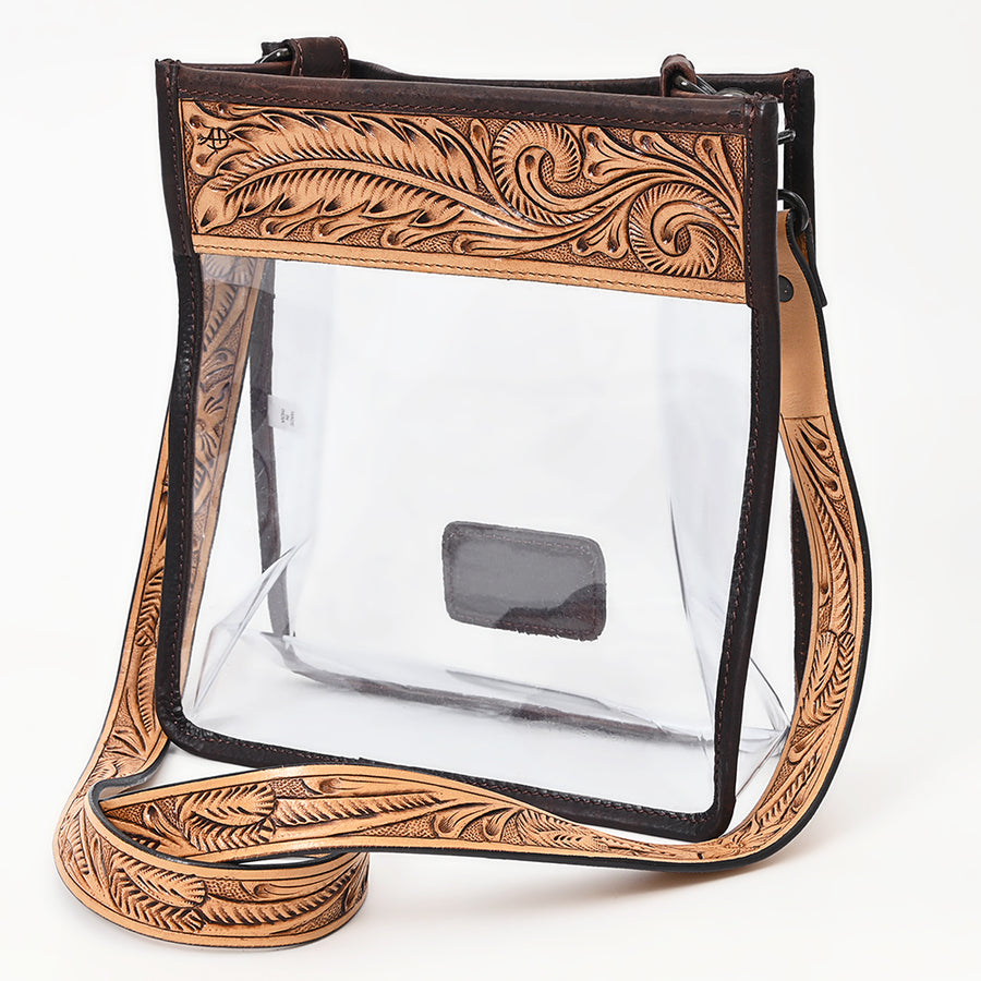 American Darling Clear Bag Hand Tooled Genuine Leather Women Bag Western Handbag Purse - Uhorse