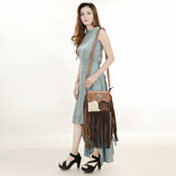 American Darling ADBGZ614 Crossbody Hand Tooled Hair-On Genuine Leather Women Bag Western Handbag Purse