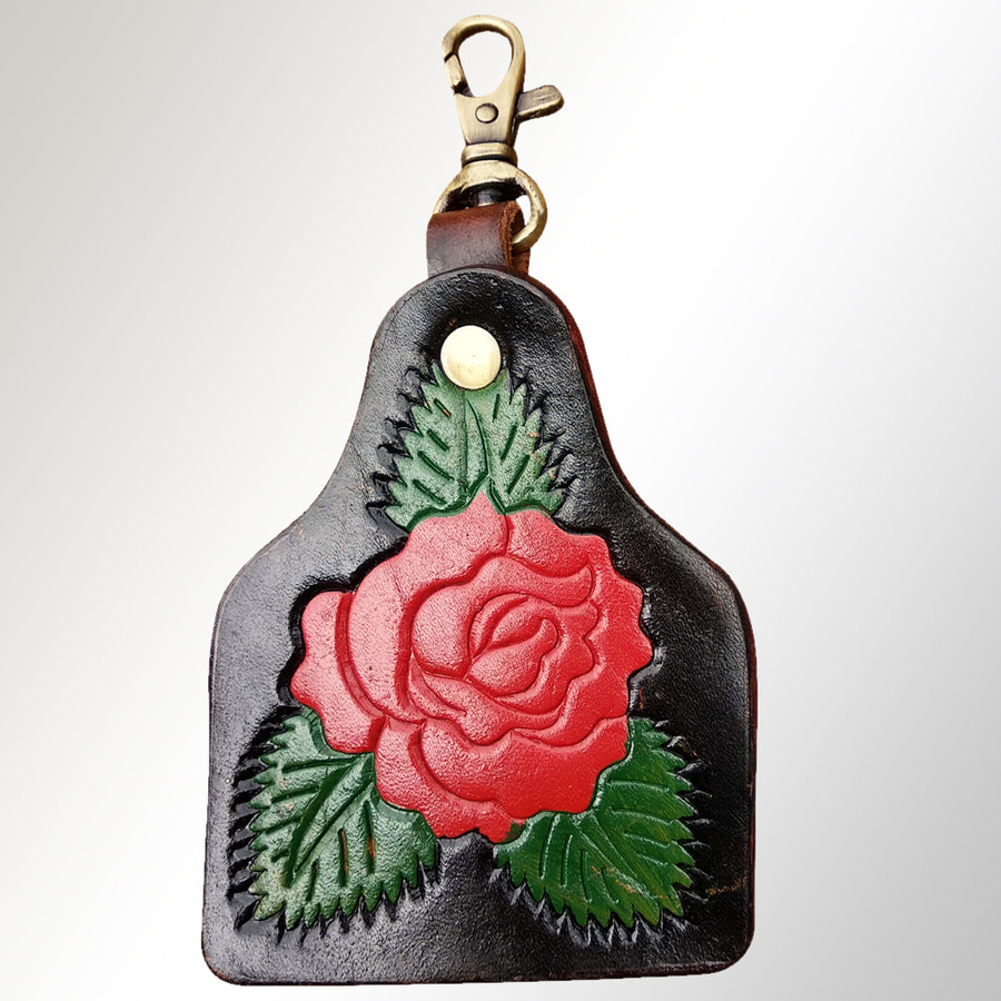 American Darling ADKRX101 Hand Tooled Carved Genuine Leather Keyring – by Hilason – Cowboy and equestrian accessories