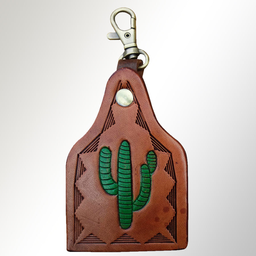 American Darling ADKRX108 Hand Tooled Carved Genuine Leather Keyring – by Hilason – Cowboy and equestrian accessories