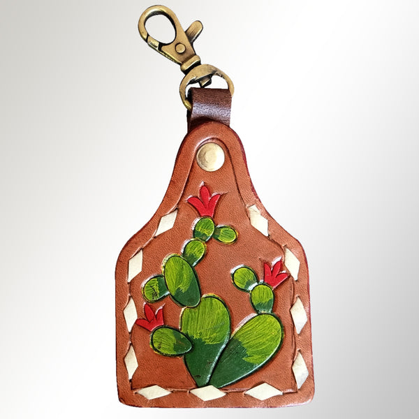 American Darling ADKRX111 Hand Tooled Carved Genuine Leather Keyring – by Hilason – Cowboy and equestrian accessories