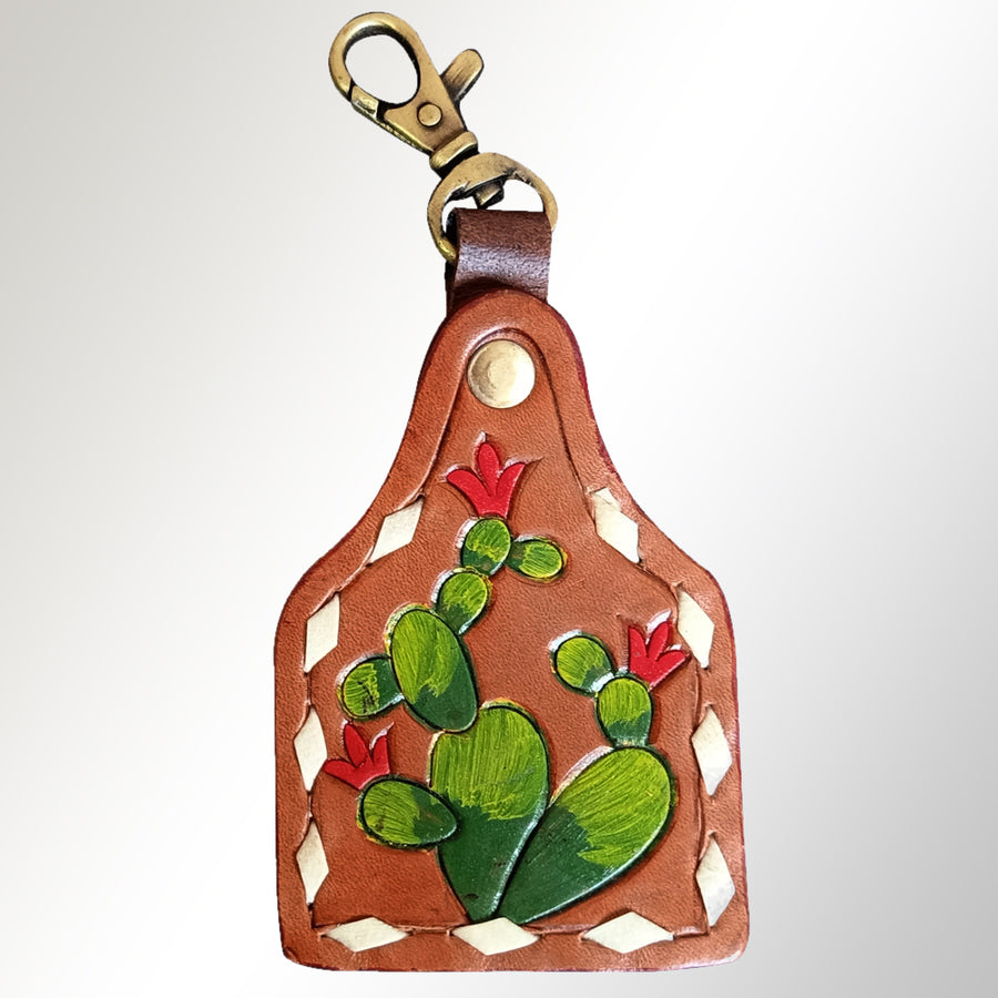 American Darling ADKRX111 Hand Tooled Carved Genuine Leather Keyring – by Hilason – Cowboy and equestrian accessories