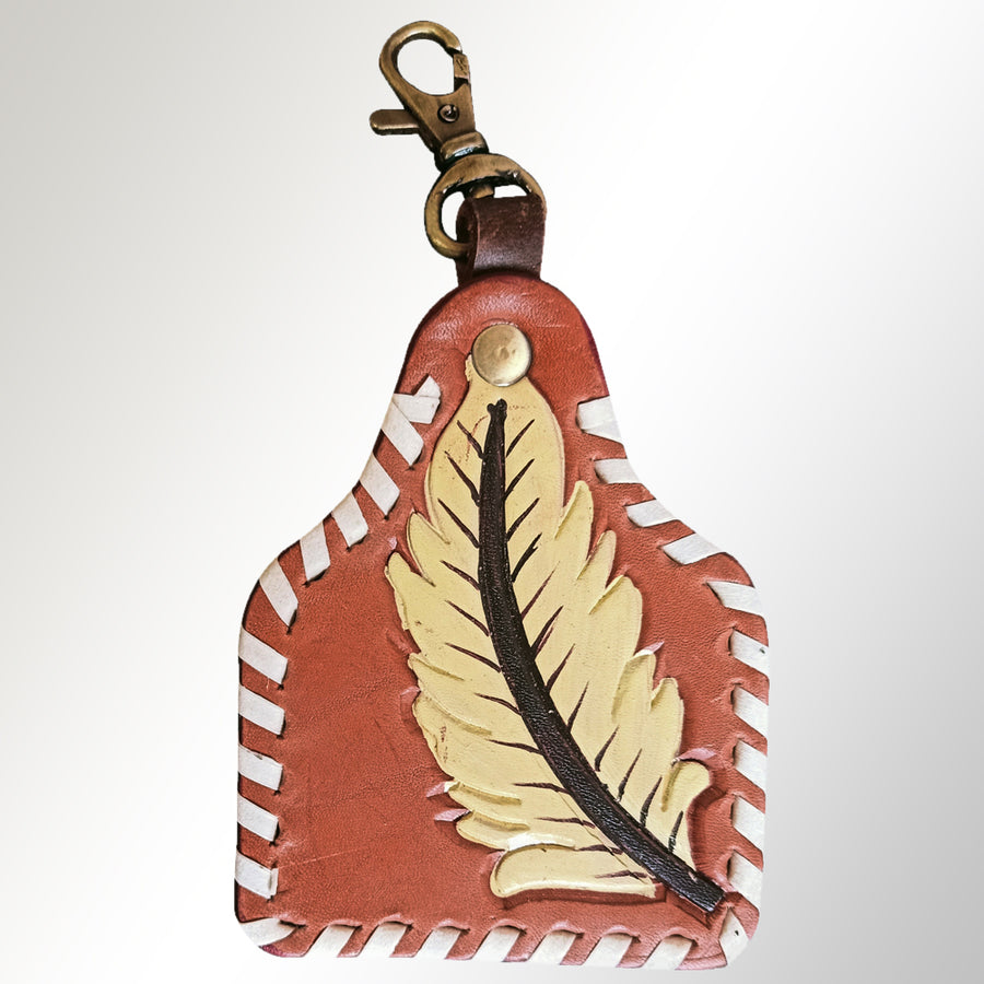 American Darling ADKRX118 Hand Tooled Carved Genuine Leather Keyring – by Hilason – Cowboy and equestrian accessories