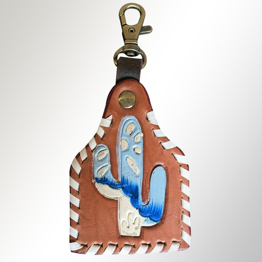 American Darling ADKRX119 Hand Tooled Carved Genuine Leather Keyring – by Hilason – Cowboy and equestrian accessories