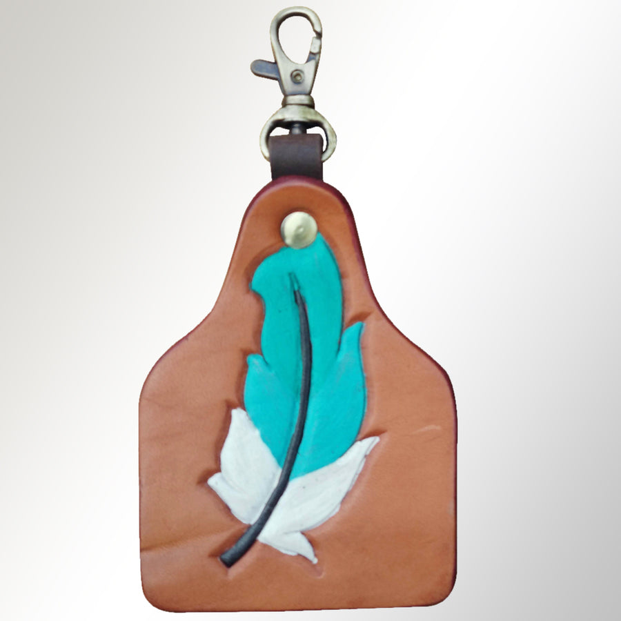 American Darling ADKRX120 Hand Tooled Carved Genuine Leather Keyring – by Hilason – Cowboy and equestrian accessories