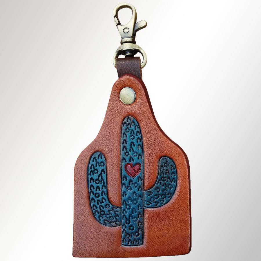 American Darling ADKRX124 Hand Tooled Carved Genuine Leather Keyring – by Hilason – Cowboy and equestrian accessories