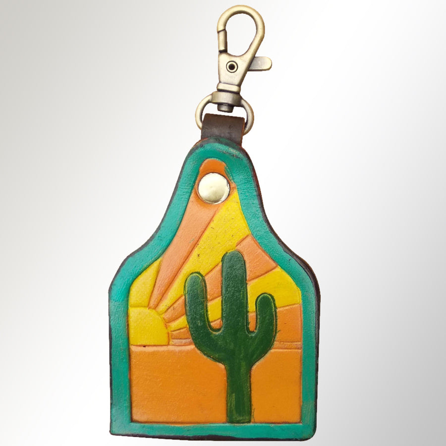 American Darling ADKRX126 Hand Tooled Carved Genuine Leather Keyring – by Hilason – Cowboy and equestrian accessories