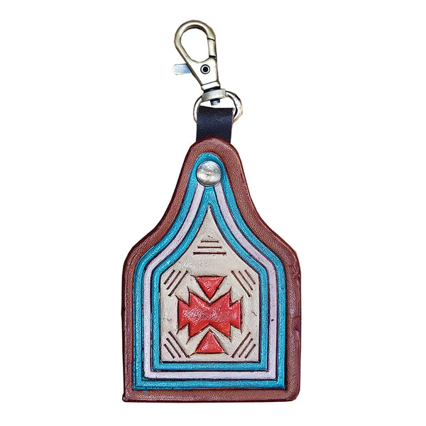 American Darling ADKRX130 Hand Tooled Carved Genuine Leather Keyring – by Hilason – Cowboy and equestrian accessories