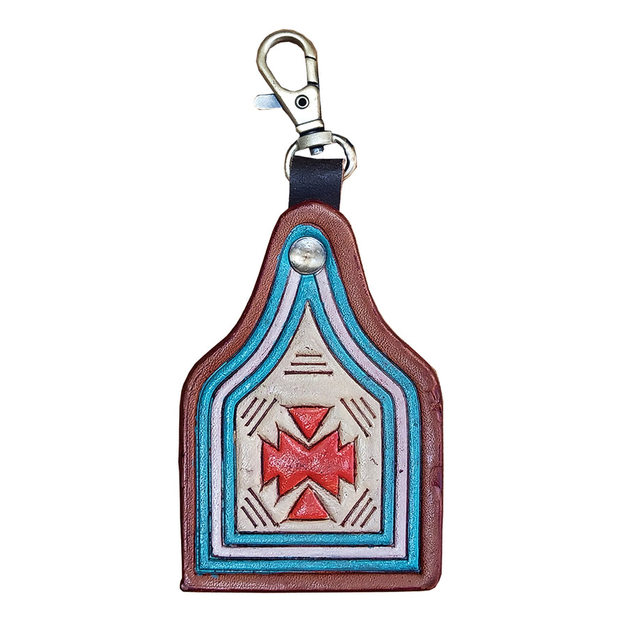 American Darling ADKRX130 Hand Tooled Carved Genuine Leather Keyring – by Hilason – Cowboy and equestrian accessories