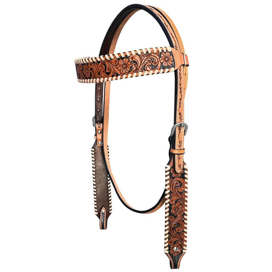 Bar H Equine American Leather Horse Saddle Tack Headstall | Browband Western for Horses - Uhorse