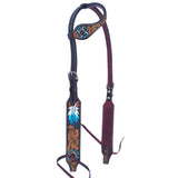 Bar H Equine American Leather Horse Saddle Tack One Ear Headstall | Breast Collar Browband Wither Strap Set for - Uhorse