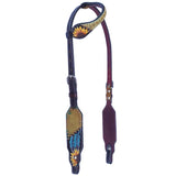 Bar H Equine American Leather Horse Saddle Tack One Ear Headstall | Breast Collar Browband Wither Strap Set for Horses BER118