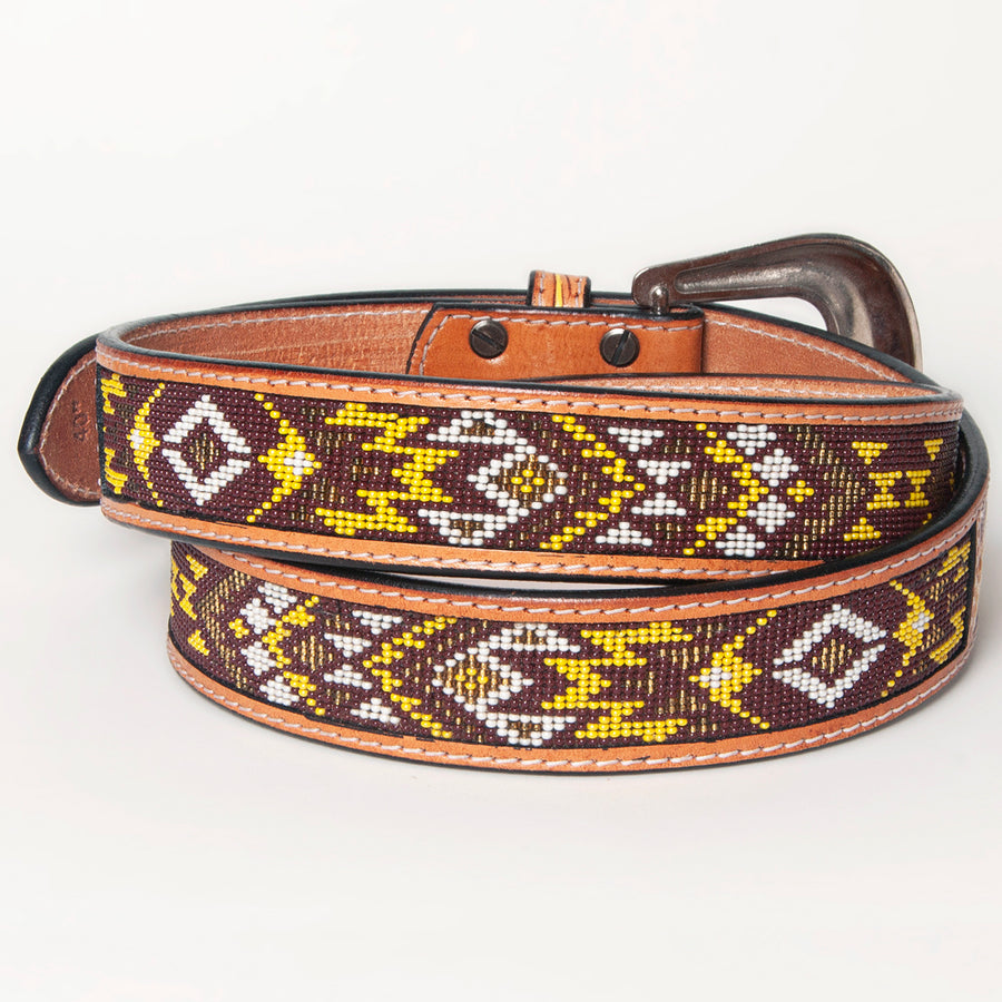 American Darling Beautifully Hand Tooled Green Genuine Leather Belt Men and Women Western with Removable Buckle
