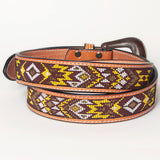 American Darling ADBLF143-L Beautifully Hand Tooled Genuine American Leather Belt Men and  Women Beaded