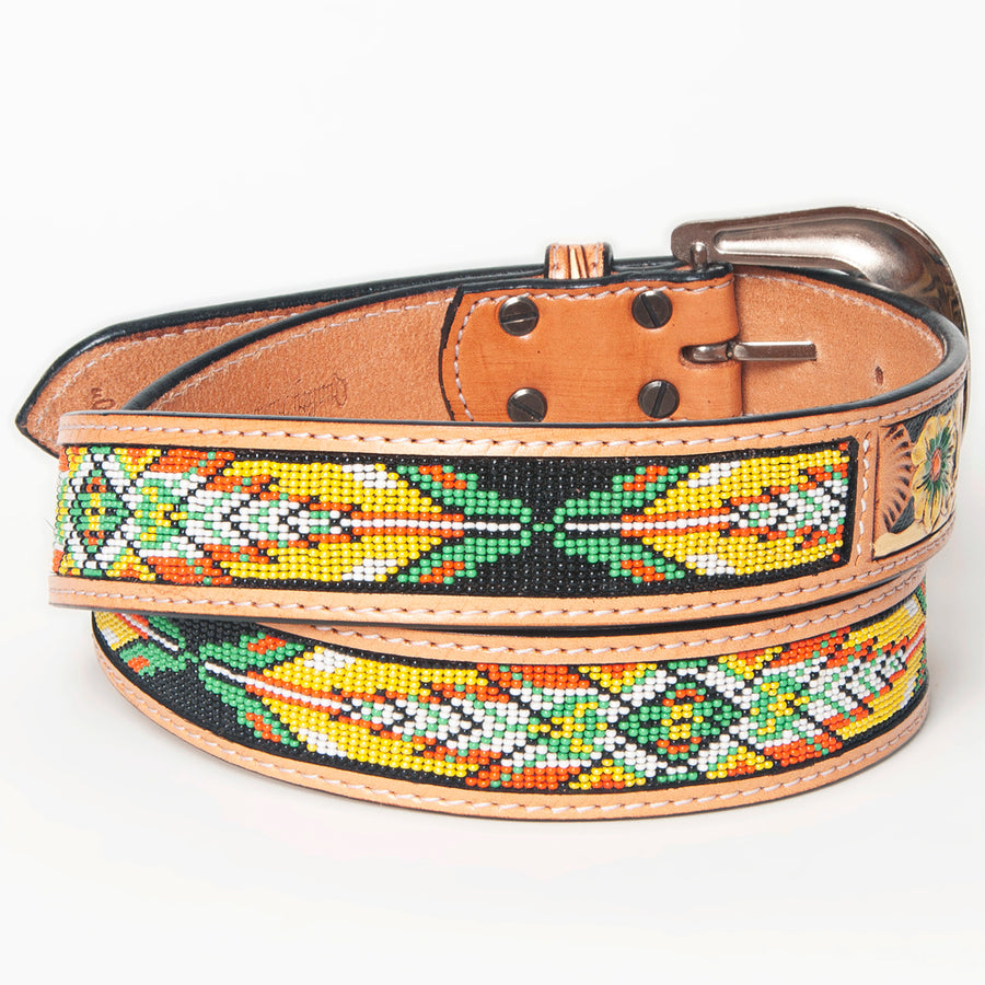 American Darling Beautifully Hand Tooled Green Genuine Leather Belt Men and Women Western with Removable Buckle