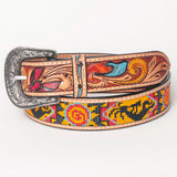 American Darling ADBLF146-L Beautifully Hand Tooled Genuine American Leather Belt Men and  Women Beaded