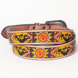 American Darling ADBLF146-L Beautifully Hand Tooled Genuine American Leather Belt Men and  Women Beaded