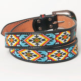 American Darling ADBLF147-L Beautifully Hand Tooled Genuine American Leather Belt Men and  Women Beaded