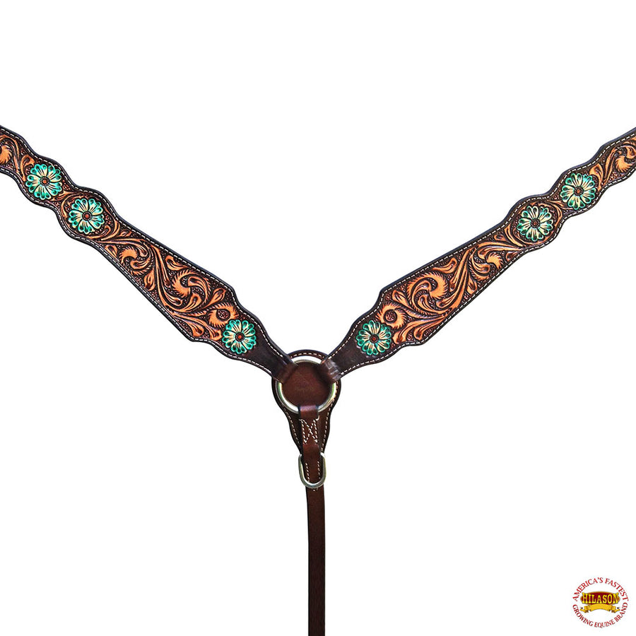 HILASON W. H. Floral Headstall Breast Collar Set American Leather by Hilason – Cowboy and equestrian accessories