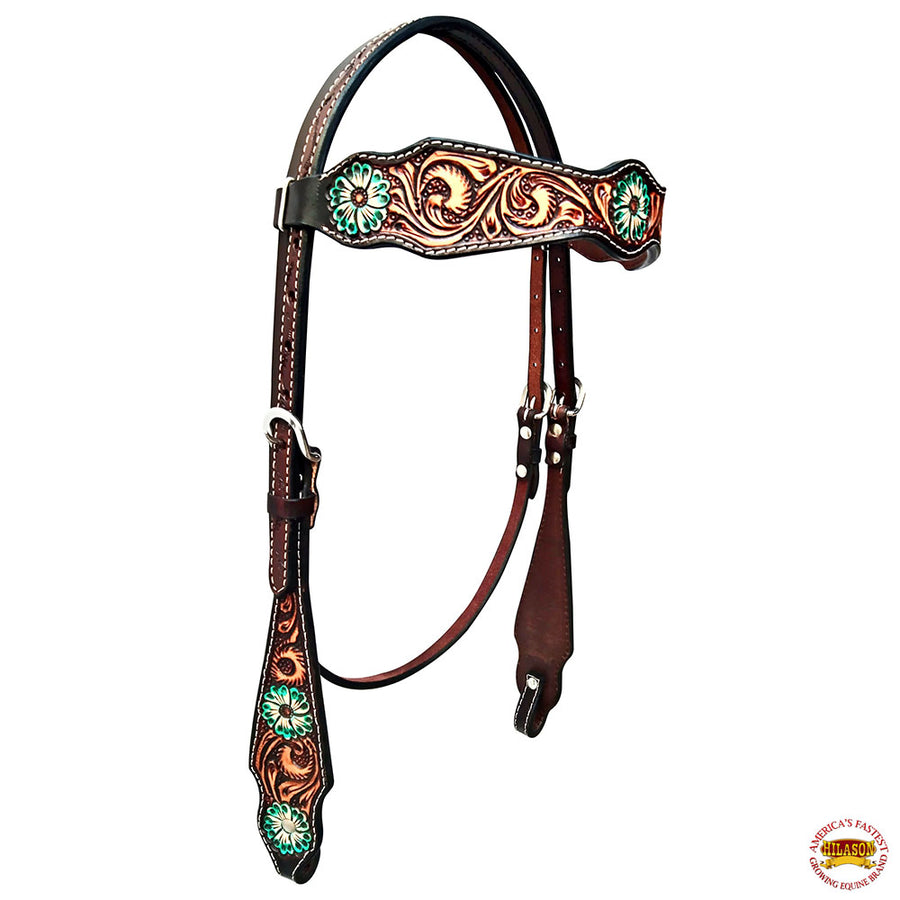 HILASON W. H. Headstall American Leather Floral by Hilason – Cowboy and equestrian accessories