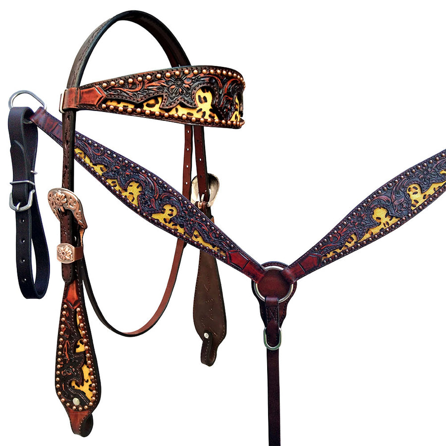 HILASON W. H. Headstall Breast Collar Set American Leather Floral – by Hilason – Cowboy and equestrian accessories