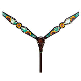 HILASON W. H. Floral Headstall Breast Collar Set American Leather Dark by Hilason – Cowboy and equestrian accessories