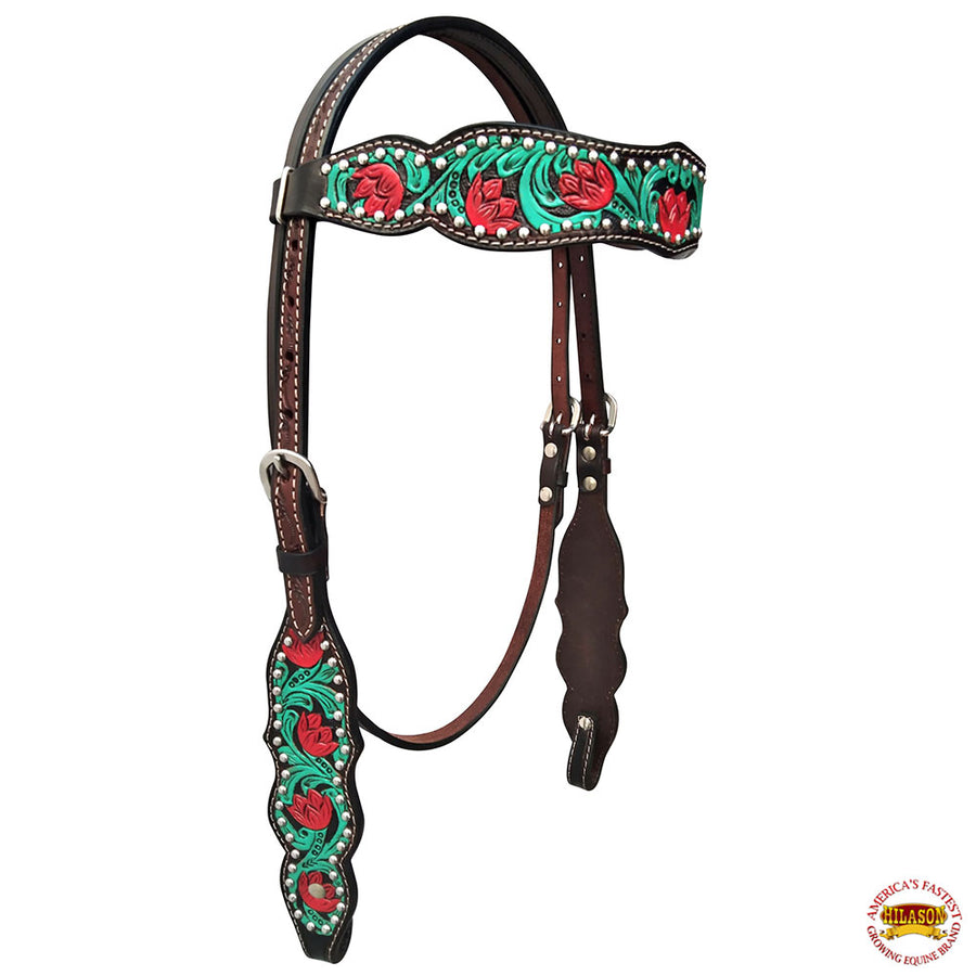 HILASON Western Horse Headstall & Breast Collar American Leather Hand Carving