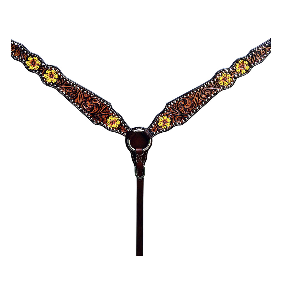 HILASON W. H. Headstall Breast Collar Set American Leather Floral – by Hilason – Cowboy and equestrian accessories