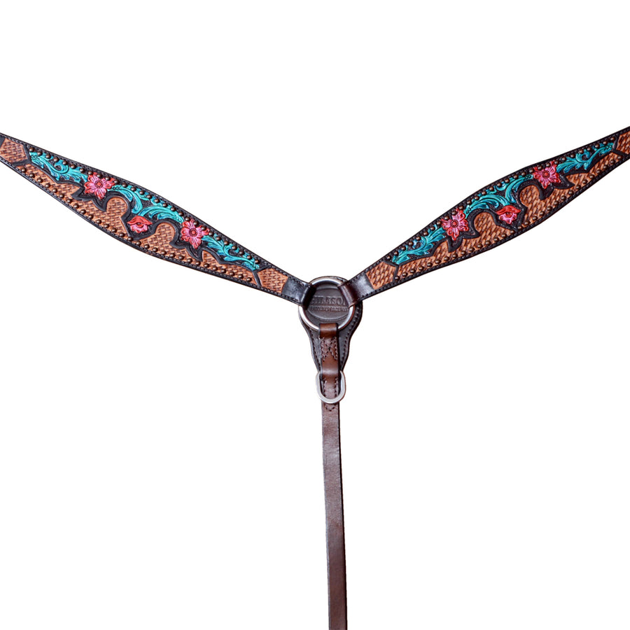 HILASON Western Horse Floral Headstall Breast Collar Set American Leather Dark Brown | Tack for Horses