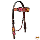 HILASON Western Horse Headstall Breast Collar Set American Leather Floral