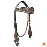 HILASON Western Horse Headstall Breast Collar Set American Leather Floral Dark Brown | Tack for Horses