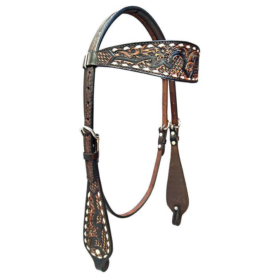 HILASON Western Horse Headstall American Leather Floral - Uhorse