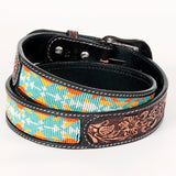 Bar H Equine Hand Carved Western Leather Belt Men Women Beaded