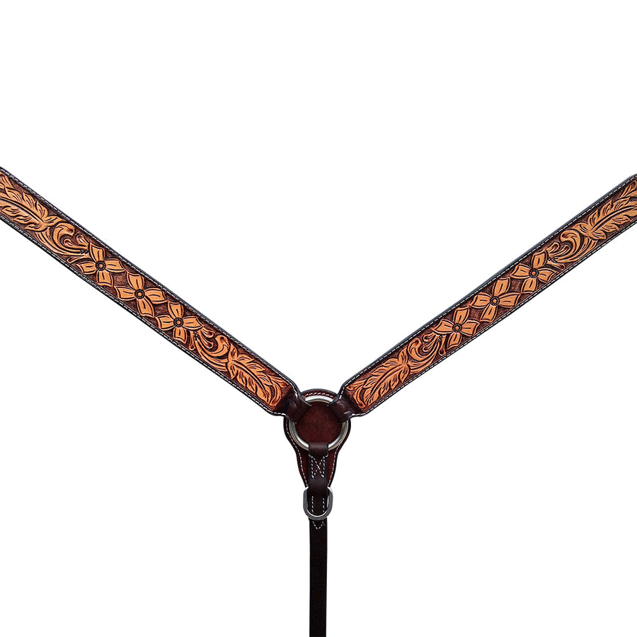 Bar H Equine Genuine Western American Leather Horse Headstall and Breast Collar Set - Uhorse